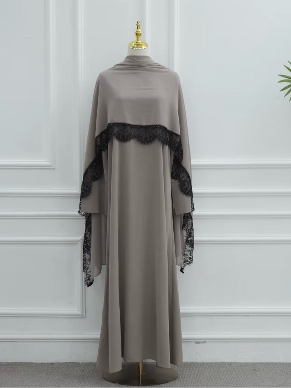Two Piece Nida Abaya Set w/Lace Trim + Chiffon Shayla – Size Small – Modest Wear - Picture 5 of 7